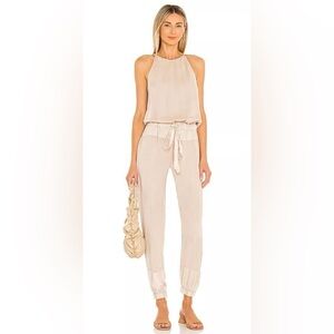 REVOLVE YFB Cream Linen Blend Jumpsuit